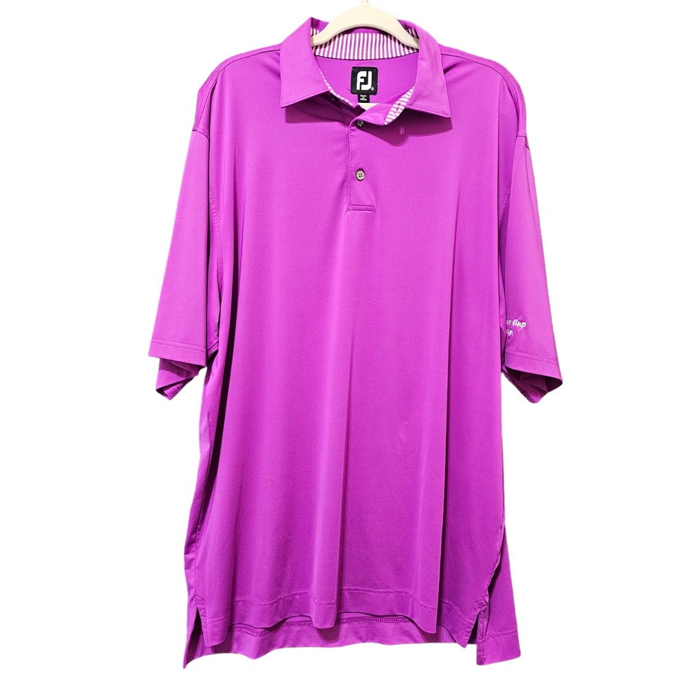 FootJoy Polo Shirt Men's XL Deep Magenta Purple Embroidered‎ Logo Short Sleeve - Picture 3 of 13